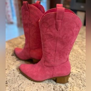 Dream Pairs Pink Western Heeled Boots